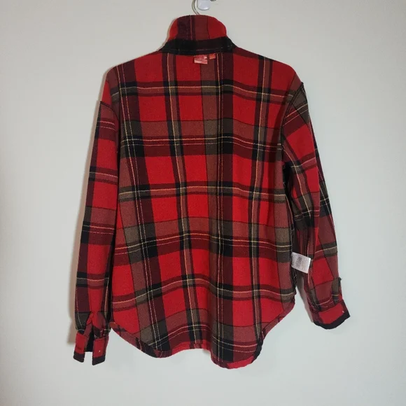 Enjoy Coca-Cola Flannel Lumberjack Shirt Red Black Plaid Wool-Blend Women's Sz L - Picture 4 of 8